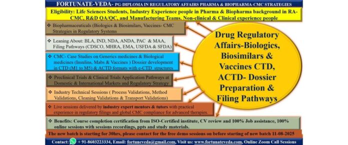 Course: Biologics, Biosimilars, and Vaccines CTD/ACTD Dossier Preparation & Filing Pathways
