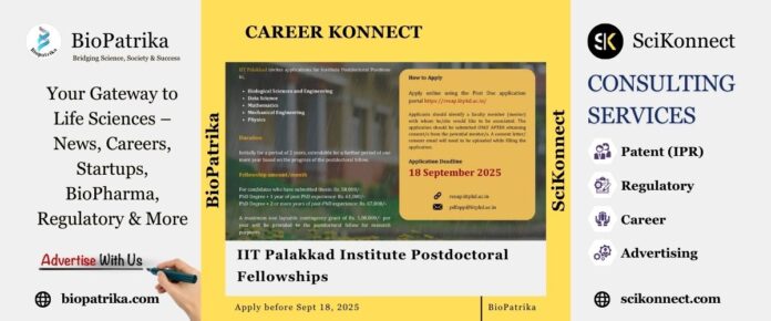 IIT Palakkad Institute Postdoctoral Fellowships