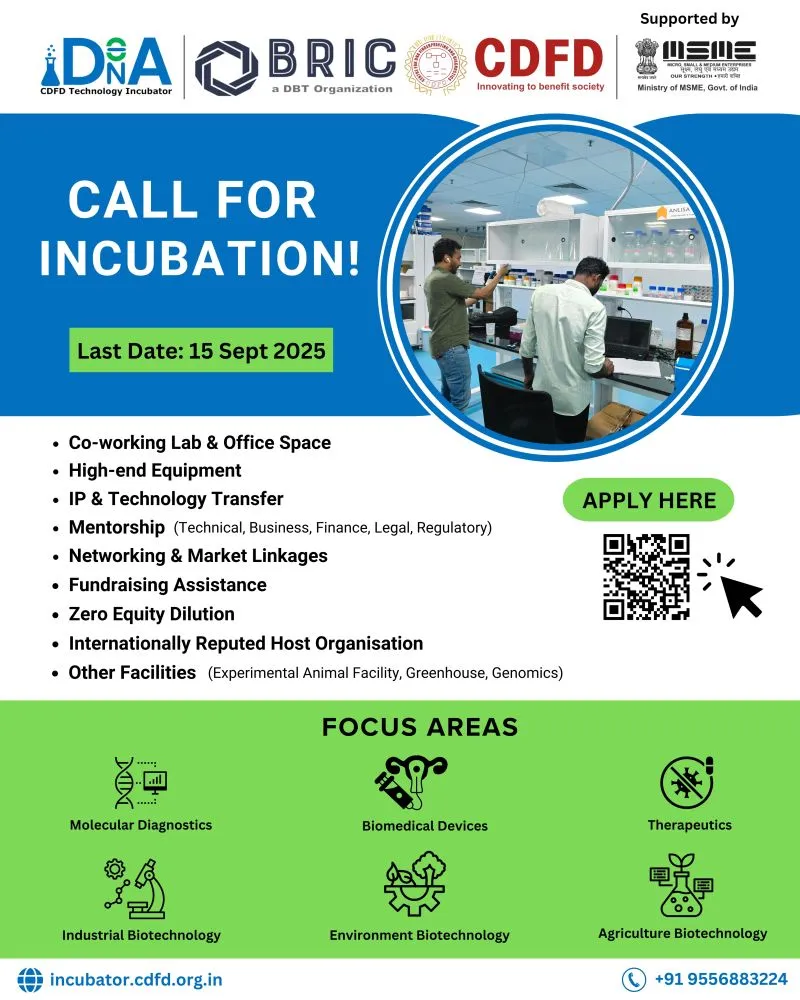 Application Form for Incubation - CDFD Hyderabad