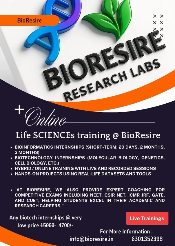 Bioinformatics & Biotechnology Internships - BioResire