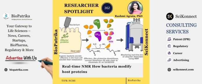 Real-time NMR How bacteria modify host proteins