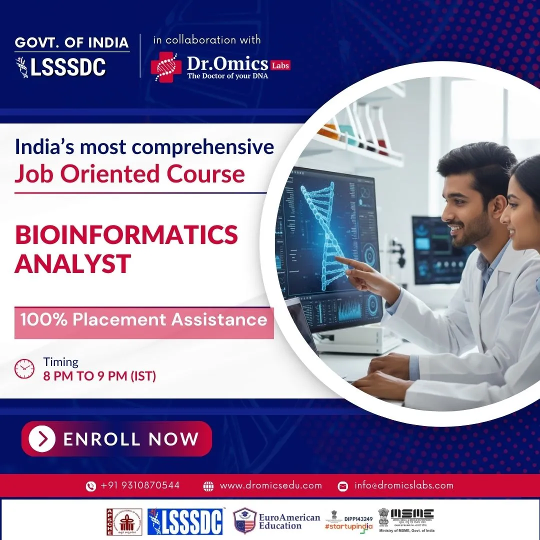 Bioinformatics Analyst Course – LSSSDC-Govt of India certified 