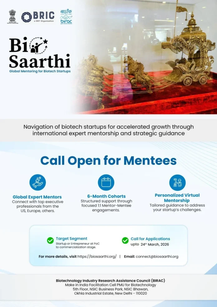 BioSaarthi – Global Mentorship Program for Biotech Startups