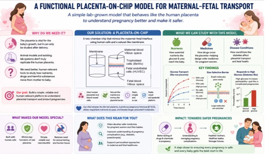 Placenta-on-Chip Recreates the Human Placental Barrier for Safer Pregnancy Research